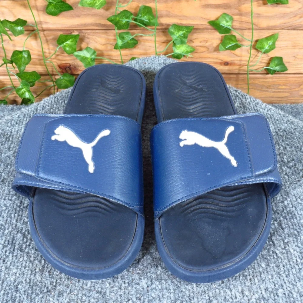 Puma Cool Cat 2.0 V FS Mens Slide Sandals Sz 11 Navy Blue White‎ Comfort Sport